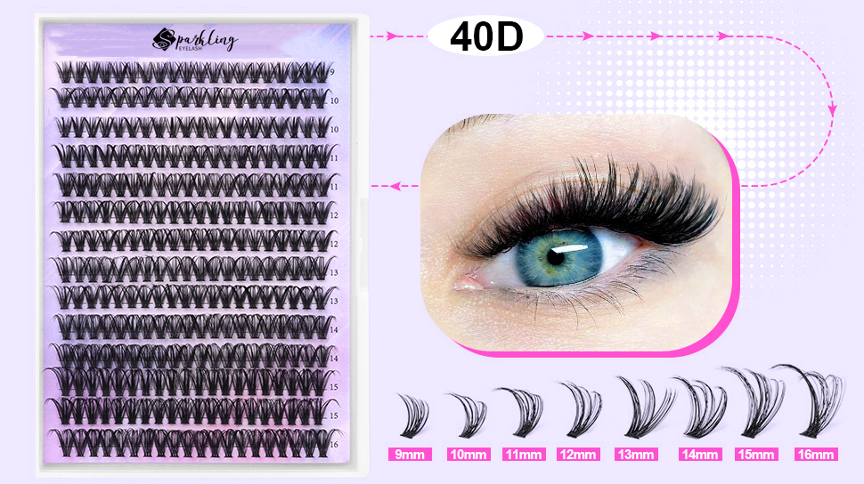 Fluffy 40D kirpik klasterlərindən istifadə edərək DIY kirpik uzantıları ilə cazibədar kirpiklər əldə edin