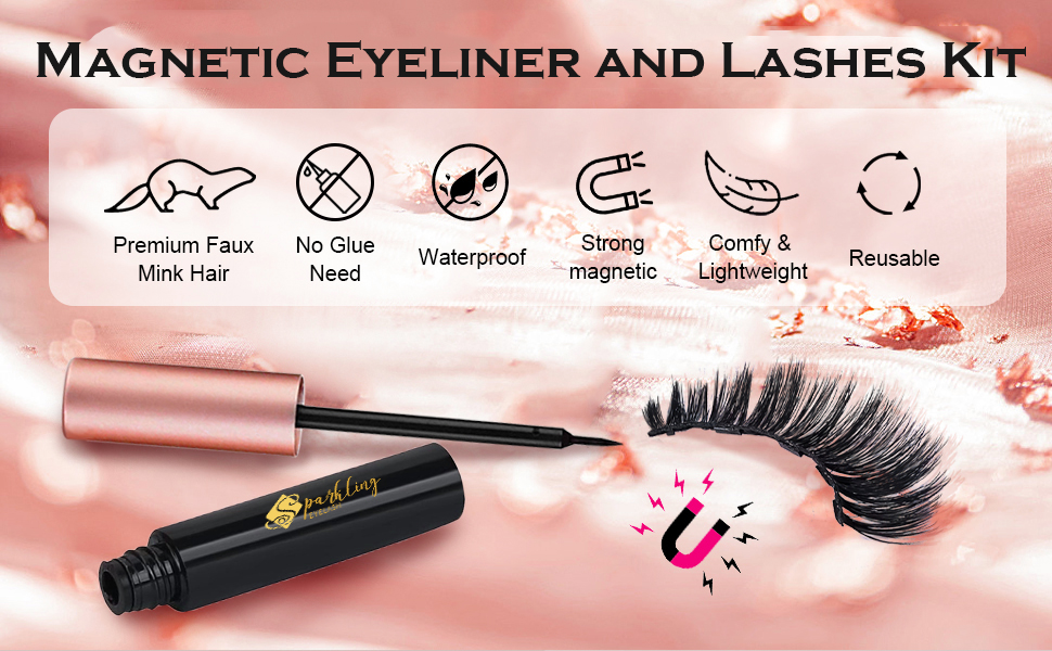 5D Faux Mink Kirpiklər və Eyeliner ilə Maqnit Kirpiklər ilə gözəl özünüzü qucaqlayın