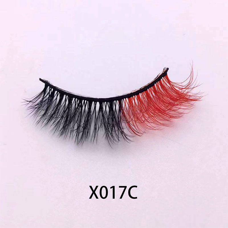 Rəng Faux Mink Kirpikləri 3D qıvrım saxta kirpiklər