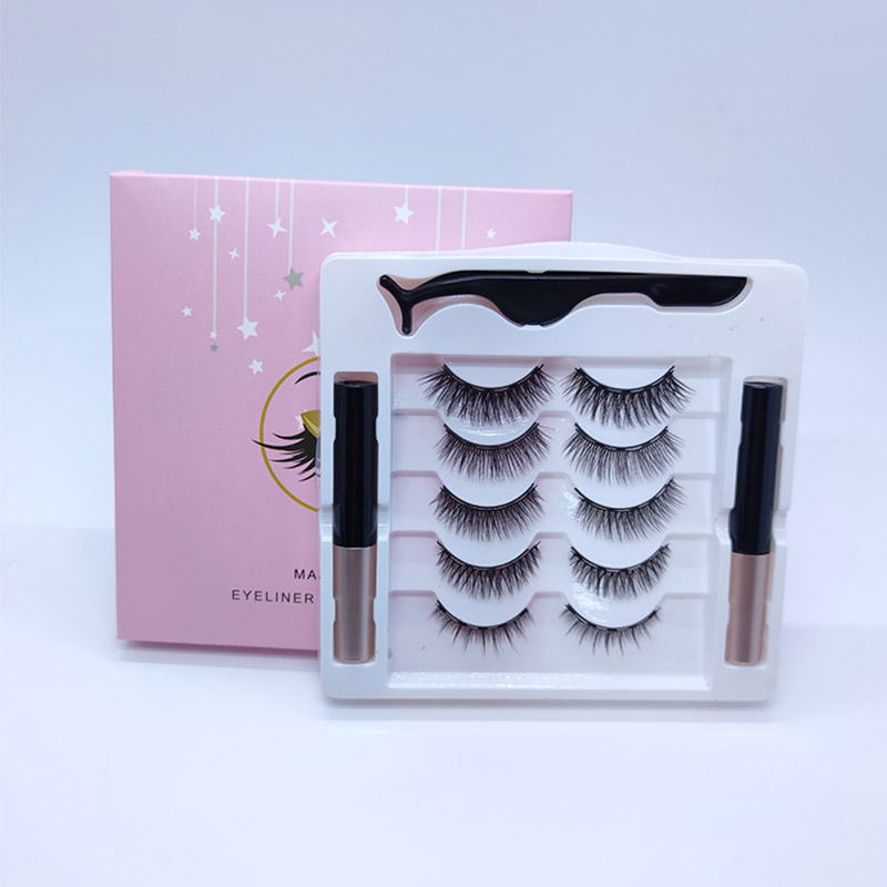 Parıldayan Maqnit Kirpik Dəsti Eyeliner Dəsti ilə 5 Cüt 5 Fərqli Makiyaj Görünüşlü Kirpiklər
